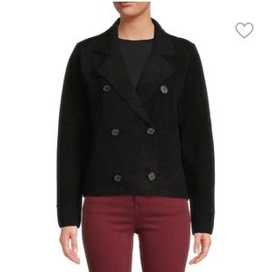 M MAGASCHONI Textured Double Breasted Blazer Jacket Coat Black Size Large